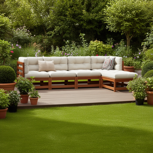 Ensemble de canapés de jardin modulaires en bois de pin massif brun ciré, mobilier d'extérieur très résistant pour usage extérieur - Product Image 2