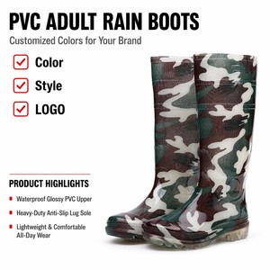 Factory Wholesale Custom PVC Rain Boots Anti Slip Sole Acid Alkali Oil Resistant Agricultural Work Gumboots Wellington Boots