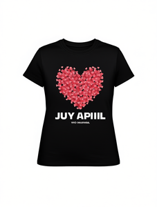 T-shirt da donna Juy Apiil a maniche corte con motivo a cuore, girocollo, casual, estiva, leggera, in tessuto jersey 100% cotone - Product Image 1