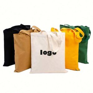 Bolsas de Compras Reutilizables Baratas con Logotipo Personalizado al por Mayor, Bolsa de Lona de Algodón Blanca Lisa con Personalización - Product Image 1