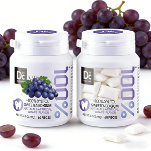 <span class=keywords><strong>Chewing</strong></span>-<span class=keywords><strong>gum</strong></span> sans sucre au xylitol DC24 Daily Care, approuvé par les dentistes, protection contre les caries, délicieuse saveur raisin (<span class=keywords><strong>60</strong></span> unités) - Product Image 1