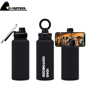 <strong>Metal</strong> <strong>Drink</strong> <strong>Bottle</strong> Custom Logo Water <strong>Bottle</strong> 1L Thermal Thermos Hot Water Large Capacity 1000ml Water <strong>Bottle</strong> With Phone Holder - Product Image 1