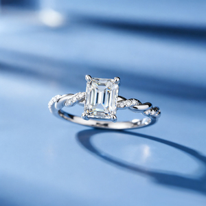 Direct Sales 925 Sterling Silver Emerald Cut Rhodium Plated 5A Zirconia Engagement Bridal Fine Jewelry <b>Ring</b> for Party Occasions - Product Image 4
