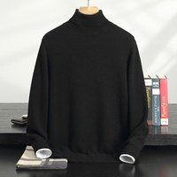 Pull en cachemire à col montant pour homme, tricoté, avec revers, idéal pour l'automne et l'hiver