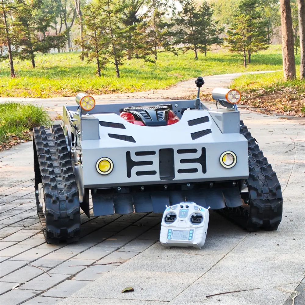 Control remoto Crawler Gas Lawn Mower Robot Small Robotic Garden Lawn Mower para Wasteland Mower