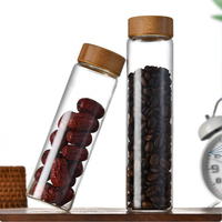 ONO-botella de vidrio de borosilicato sellada de 47mm de diámetro, tarro de almacenamiento de alimentos para dulces con tapa de bambú de tornillo