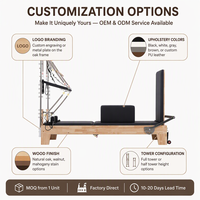 Reformer Pilates en chêne avec tour semi-Cadillac réglable pour studio professionnel et salle de sport