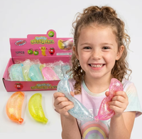 Jouet sensoriel anti-stress pour enfants, en maltose colorée et pailletée, en forme de banane, à presser, en autres matériaux, pour soulager l'anxiété