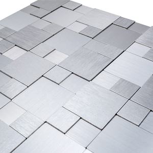 Prêt à expédier en métal argenté brossé 3D <span class=keywords><strong>convexe</strong></span> peler et coller les carreaux de mosaïque en aluminium - Product Image 3
