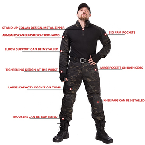 יוניסקס פוליאסטר/כותנה מדים שחורים הסוואה שחור - Product Image 4