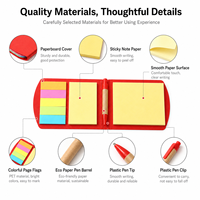 Ensemble de blocs-notes adhésifs pliables écologiques avec logo personnalisé, stylo, bloc-notes en papier kraft, marque-pages pour cadeau promotionnel en gros