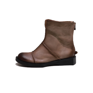 Vente en gros de bottines en cuir véritable doublées de fourrure pour femmes avec semelle épaisse fermeture éclair latérale tendance confortable - Product Image 2