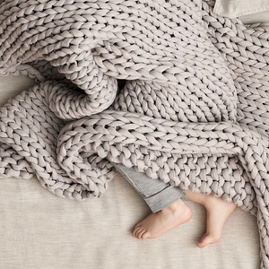 Sinyoo Jeté de <span class=keywords><strong>couverture</strong></span> en tricot super épais élégant 12-25 <span class=keywords><strong>Lbs</strong></span> Couvertures pondérées respirantes en velours Minky Islande - Product Image 2