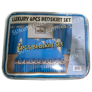 Ensemble jupe de lit 6 pièces de luxe style américain avec rideaux de cantonnière couvre-lit à volants ensemble de couette taies d'oreiller en dentelle pour chambre d'hôtel - Product Image 4