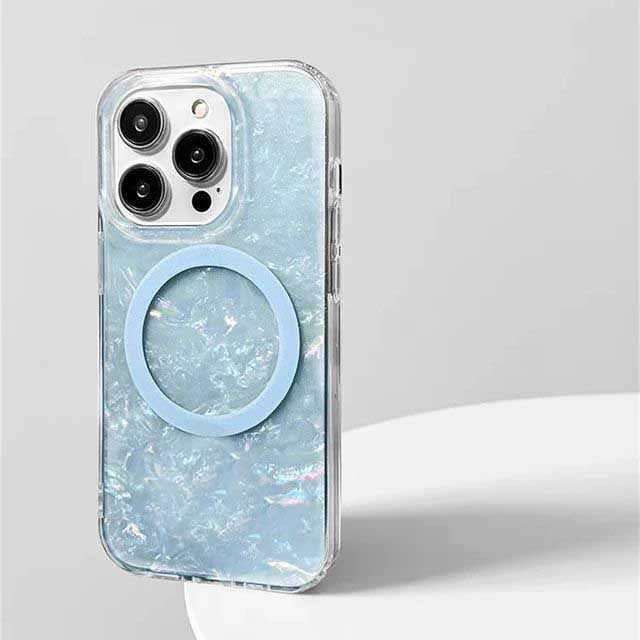 New Fashion Dream Shell Marble Magnetic Wireless Charge Phone Case for iPhone 16 17 15 11 14 13 12 Pro Max Shockproof Cover