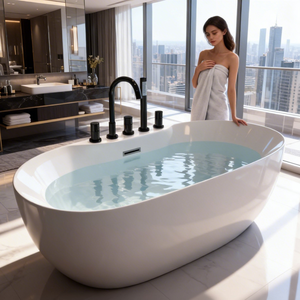 Baignoire autoportante moderne, baignoire en acrylique blanche pour la maison, l'hôtel et la salle de <span class=keywords><strong>bain</strong></span> - Product Image 3