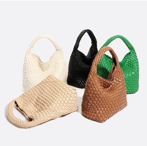 Tas Selempang Wanita Model Baru Mewah Geometris dengan Ritsleting Tunggal, Bahan PU Anyaman, Kasual, dan Fashionable - Product Image 1