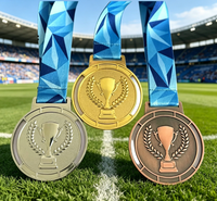 Personalización de artesanía metálica de aleación de zinc para cordón de recuerdo, trofeo de fútbol y medalla personalizados para competición deportiva