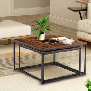 <span class=keywords><strong>Tavolini</strong></span> da Caffè Moderni in Legno Stile Rustico, Design Semplice, Gambe Nere Personalizzabili - Product Image 6