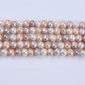 Perlas Sueltas de Agua Dulce Naturales de Zhuji, 9-10 mm, Color Blanco Polvo, Morado, Color Mixto, Perlas de Patata con Orificio, Color Rosa para Manualidades - Product Image 3