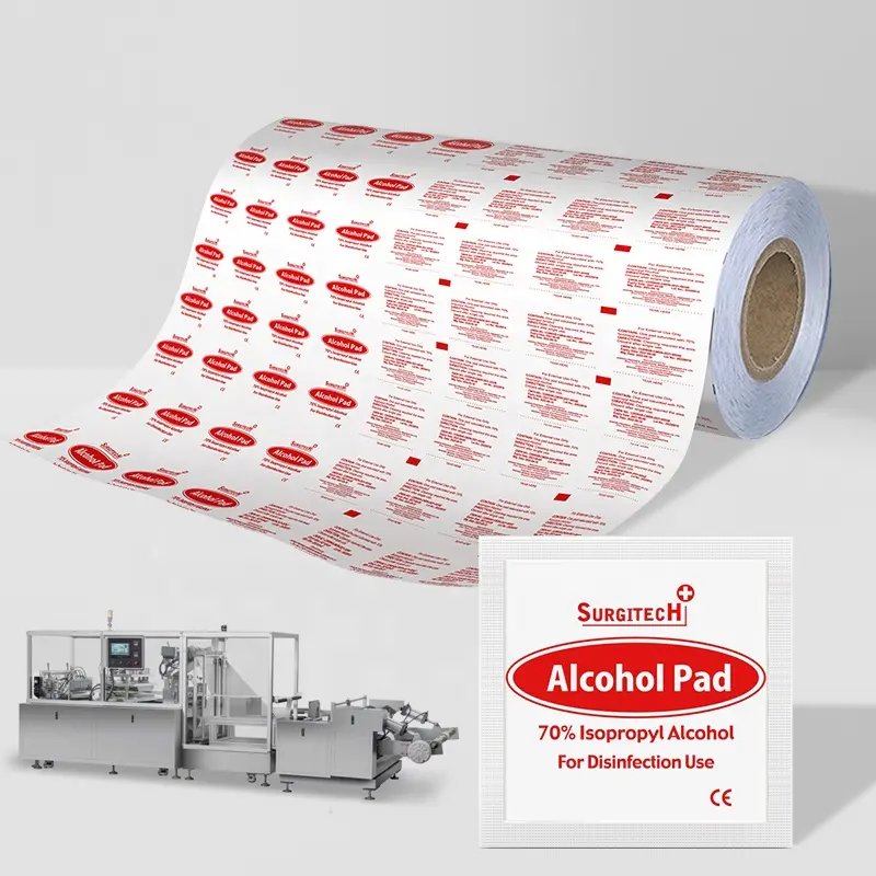 Op Maat Gesteriliseerde Alcoholpad Papieren Verpakkingsfilmrol Professioneel Ontwerp Aluminiumfolie Papierrol