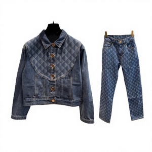 Conjunto de Chaqueta Larga de Mezclilla o Jeans de Estilo Vintage para Mujer, Ecológico, Verano, Aire Libre, Personalizable, Venta al Por Mayor - Product Image 1