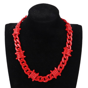 Collar de Moda con Eslabones Acrílicos Rojos, Remaches de Espinas, Collar de Alambre, Estilo Rock <span class=keywords><strong>Punk</strong></span>, Gargantilla con Púas para Hombre y Mujer - Product Image 1