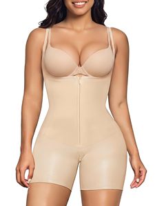 Body gainant taille haute respirant à forte compression avec 2 bretelles, effet ventre plat et rehaussement des fesses, pour femme, usage quotidien et sportif - Product Image 1