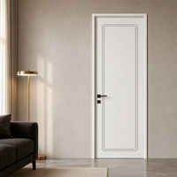 Pintu Kamar Minimalis Modern Putih MDF Melamin dengan Insulasi Suara, Garis Alur Geometris, Pintu Interior Ramah Lingkungan untuk Villa dan Hunian