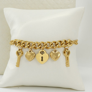 ZOGXIN Charm Bracelet Gold Chain Heart Key Pendant Women Fashion Jewelry Gift - Product Image 2