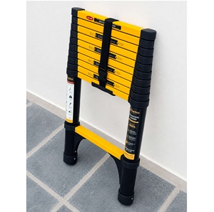 Escalera telescópica individual de aluminio negra y amarilla con bloqueo automático, de alta resistencia, extensible y recta, procedente de Vietnam. - Product Image 1