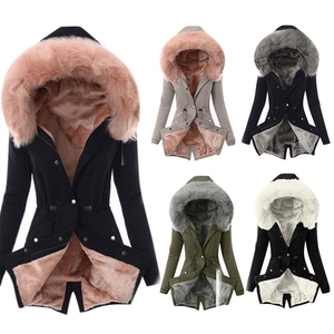 Manteau d'hiver chaud pour femmes doublé de <span class=keywords><strong>polaire</strong></span> <span class=keywords><strong>Parka</strong></span> avec capuche en fourrure Veste d'hiver chaude pour femmes Veste chaude pour femmes - Product Image 4