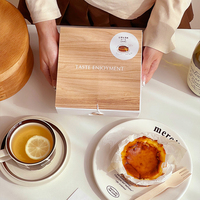 Boîte à Gâteau Basque en Bois de 4,6 Pouces avec Cordon, Emballage Cadeau pour Pâtisserie, Desserts au Fromage et Chiffon, Idéale pour la Vente à Emporter