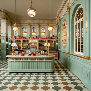 Oymalı Camlı Vitrin, Işıklar ve Dahili Aydınlatmalı Raflarla Lüks Fransız Pastanesi Sergi Bölgesi - Product Image 5