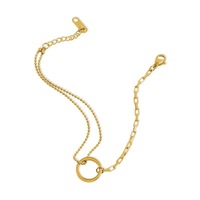 Ensemble collier et boucles d'oreilles pour femme, style bohème, en acier inoxydable plaqué or, avec motifs géométriques circulaires simples et élégants.