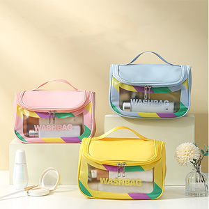 กระเป๋าเครื่องสำอางใส PVC กันน้ำ กระเป๋าใส่เครื่องสำอางแบบพกพา ของใช้จำเป็นในชีวิตประจำวัน กระเป๋าเก็บของสำหรับเดินทาง - Product Image 2
