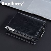 Dompet Kulit Grosir untuk Pebisnis, Dompet Koin Sederhana dengan Ritsleting PU, Dompet Kartu Kulit Kustom Vertikal Vintage, Dompet Lipat Dua
