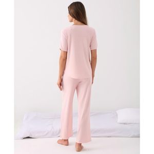 Custom Bamboo Viscose <b>Womens</b> Pajama Set Soft Short Sleeve Sleepwear with Pockets Comfortable Loungewear - Product Image 3
