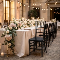 Chaises et tables empilables en résine PC de style ferme moderne pour hôtels, mariages, salons, hôpitaux, événements extérieurs et location