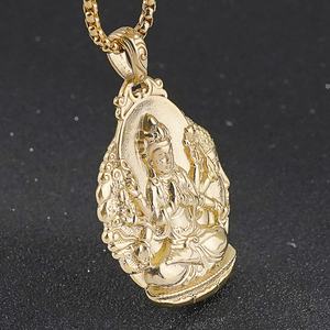 Collar de Hombre con Colgante de Buda de Ojos Enfados Estilo Religioso Vintage, Joyería Unisex de Acero Inoxidable y Titanio Retro - Product Image 2