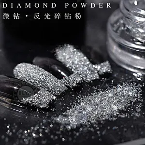 1 Caja de Polvo Brillante para Uñas con Diamantes Reflectantes, Microperlas Holográficas Plateadas, Gel de Cristal Deslumbrante, Pigmento para Manicura - Product Image 3