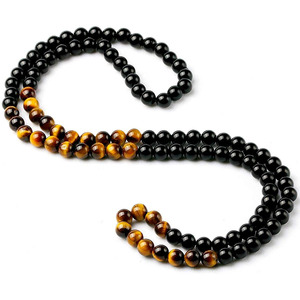 <span class=keywords><strong>Collana</strong></span> da <span class=keywords><strong>Uomo</strong></span> di Moda con <span class=keywords><strong>Perline</strong></span> in Pietra Occhio di Tigre e Onice Nero, Gioiello in Pietra Naturale Idea Regalo - Product Image 6