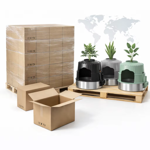 Bac à litière pour chat <span class=keywords><strong>de</strong></span> style grand <span class=keywords><strong>pot</strong></span> <span class=keywords><strong>de</strong></span> fleurs, entièrement fermé, anti-odeur, anti-fuite, en acier inoxydable, facile à nettoyer, avec plante artificielle - Product Image 4