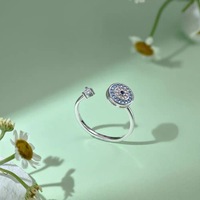 Bague ajustable rotative en zircon avec œil du diable J10208, en laiton, pour femmes, mode, anti-stress, amusante