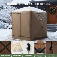 Tonnelle Pop-Up Hexagonale avec Fenêtres en Maille, Abri Extérieur, Sac de Transport, Grande Ombre pour Camping, Jardin, Patio, Pelouse, Marron
