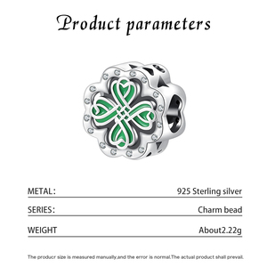 จี้เงินแท้ S925 ลายเซลติกโคลเวอร์ ประดับด้วยเคลือบสีเขียวและเพชร CZ รูปทรงหยัก สำหรับเครื่องประดับผู้หญิง สร้อยข้อมือ ของขวัญ - Product Image 5