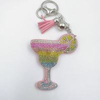 Koreaanse fluwelen warmgeperste wijnglas sleutelhanger schattig legering hoogvoetig beker kwast tas hanger DIY