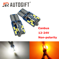 CANBUS W5W T10 24smd Voiture LED Ampoule Super Lumineux Liquidation Intérieur Lampes Mini Blanc Ambre Non polarité Aucune Erreur 12-24V Blanc Ambre