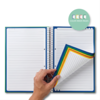 Cuaderno Espiral A5 con Encuadernación Cosida, Separadores de Temas Multicolor, 90 Hojas con Páginas Rayadas, para la Escuela y Oficina