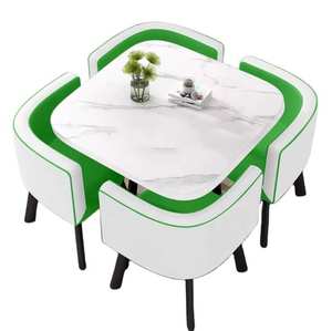 Cafe Shop Furniture Dinning <b>Set</b> Custom Colors <b>Wooden</b> Metal Iron Square <b>Dining</b> Table and <b>Chairs</b> - Product Image 5